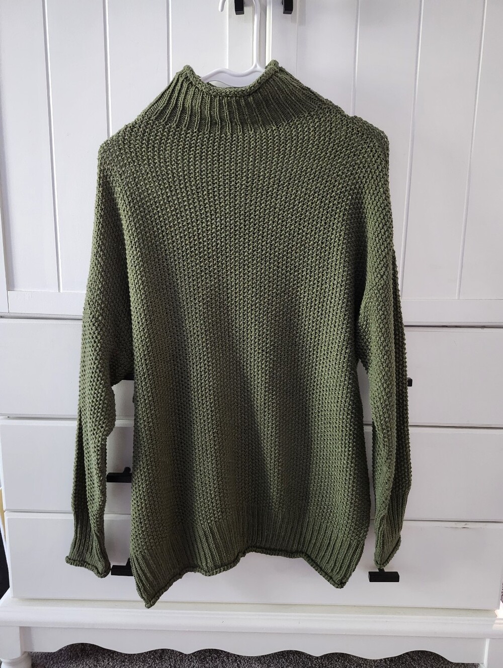 Olive Green Chunky Knit Turtleneck Sweater Sz M